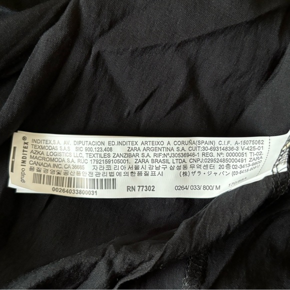 🥰2/$20 NEW ZARA Sz M Y2K Black Linen Cotton Babydoll Empire Waist Boho Blouse - Picture 6 of 9